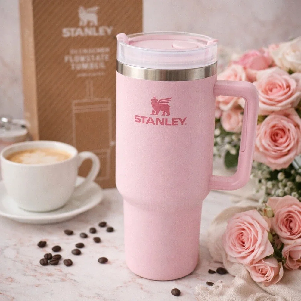 Stanley Quencher H2.0 FlowState Tumbler 40oz Peony Pink Insulated Cup New - Picture 1 of 8